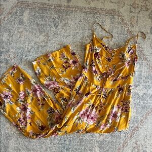 Floral Yellow Jumpsuit Xhilaration
